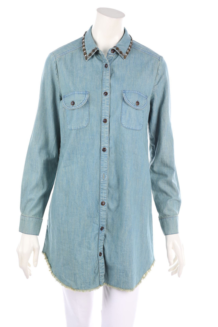 ZADIG & VOLTAIRE - Long-Jeans-Bluse mit Applikationen - L