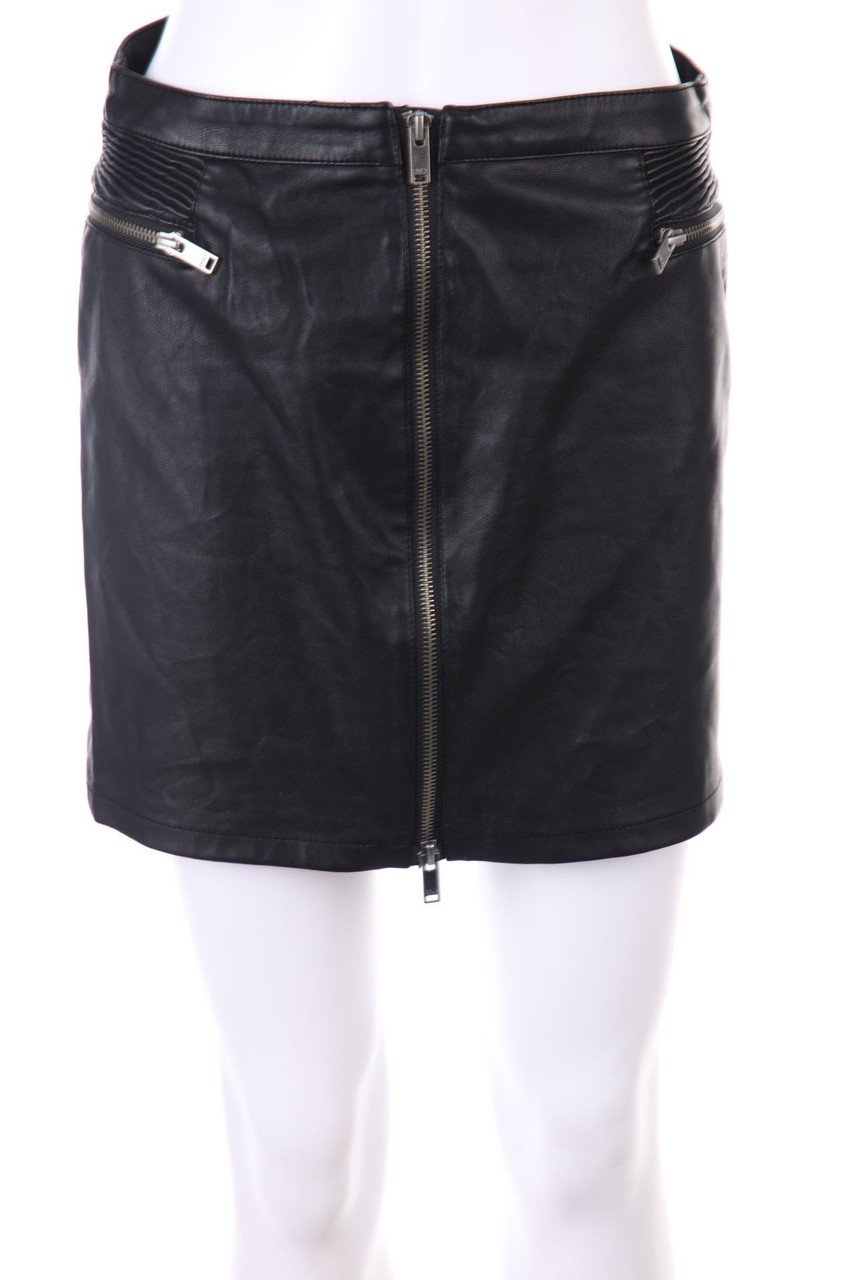 ONLY - Faux Leather-Mini-Rock im Biker-Stil - D 38