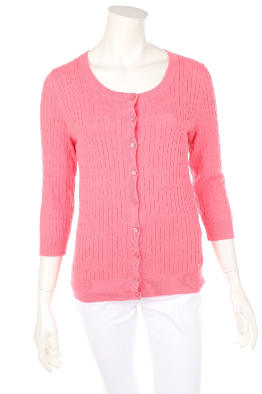 TOMMY HILFIGER - Baumwoll-Cardigan mit Zopf-Muster - S