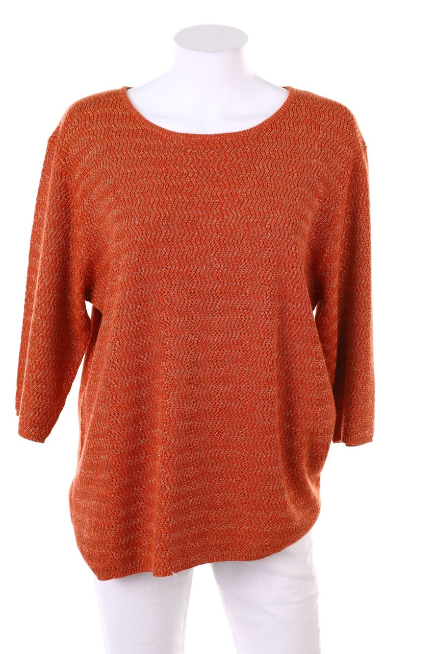 Ohne Label - Glitzer-Strick-Pullover mit Streifen - D 46