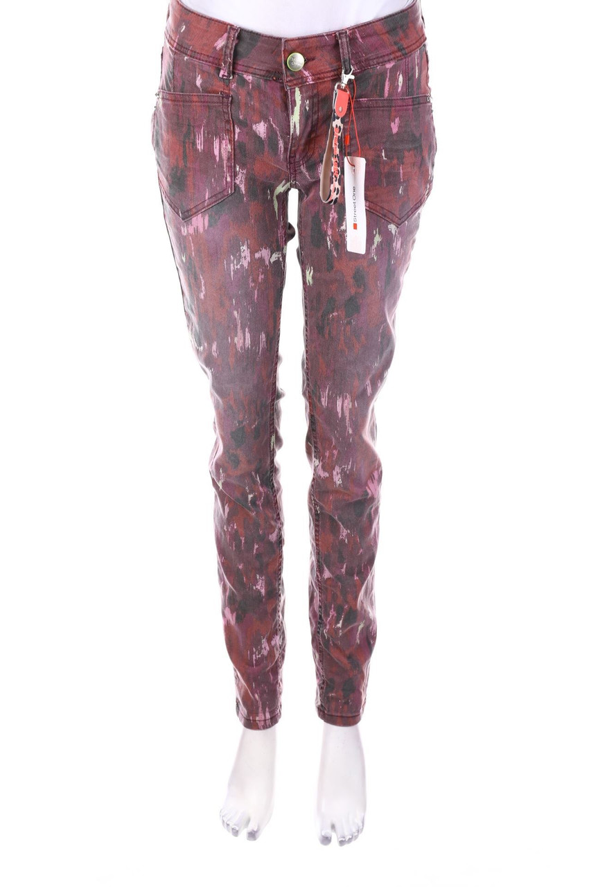 Street One - Used Look Skinny-Jeans mit Print - W27