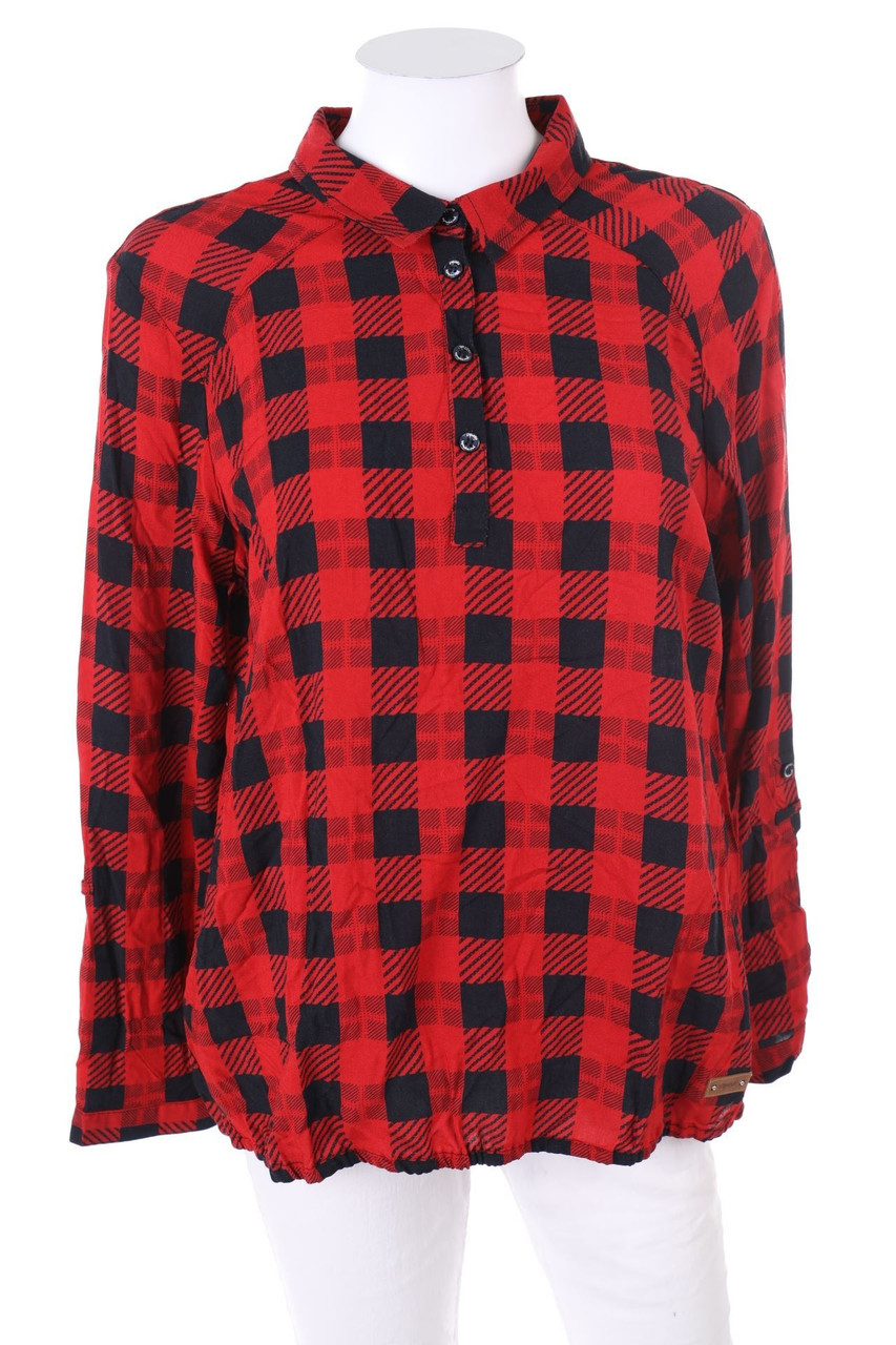 Soquesto - Karo-Bluse mit Roll-up-Manschette - D 40