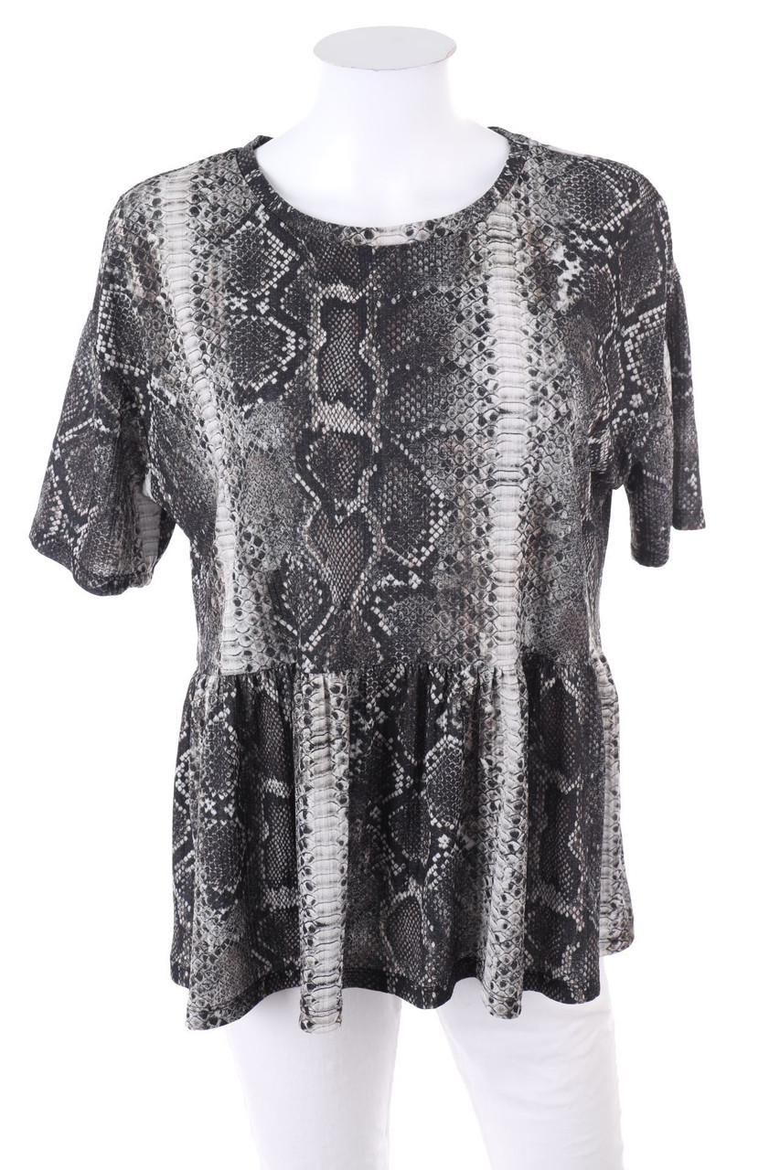 ZARA - Kurzarm-Bluse mit Animal-Print - L