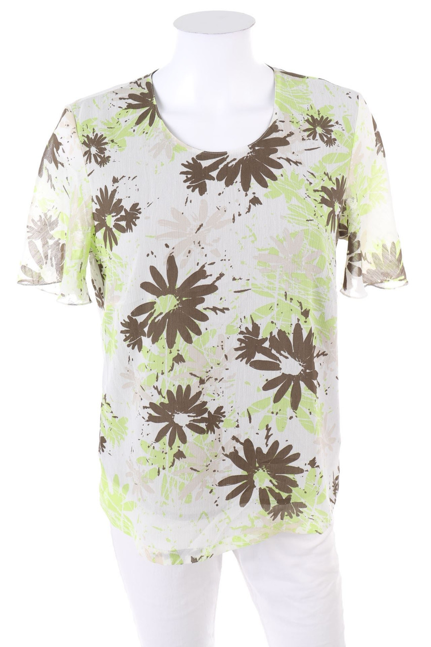 B WOMAN - Kurzarm-Bluse mit Blumen-Print - D 36