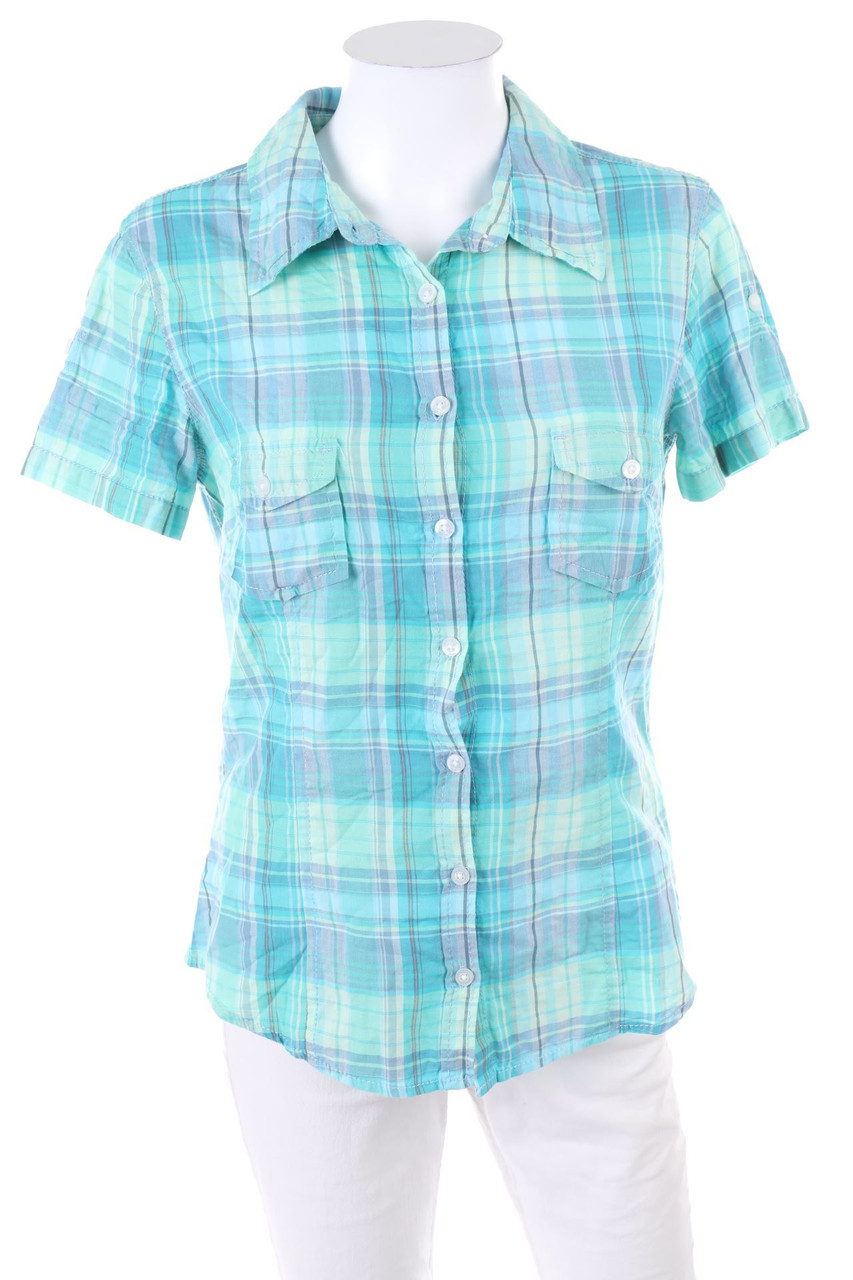 H&M LOGG - Hemd-Bluse mit kurzem Ärmel mit Karo-Muster - D 38