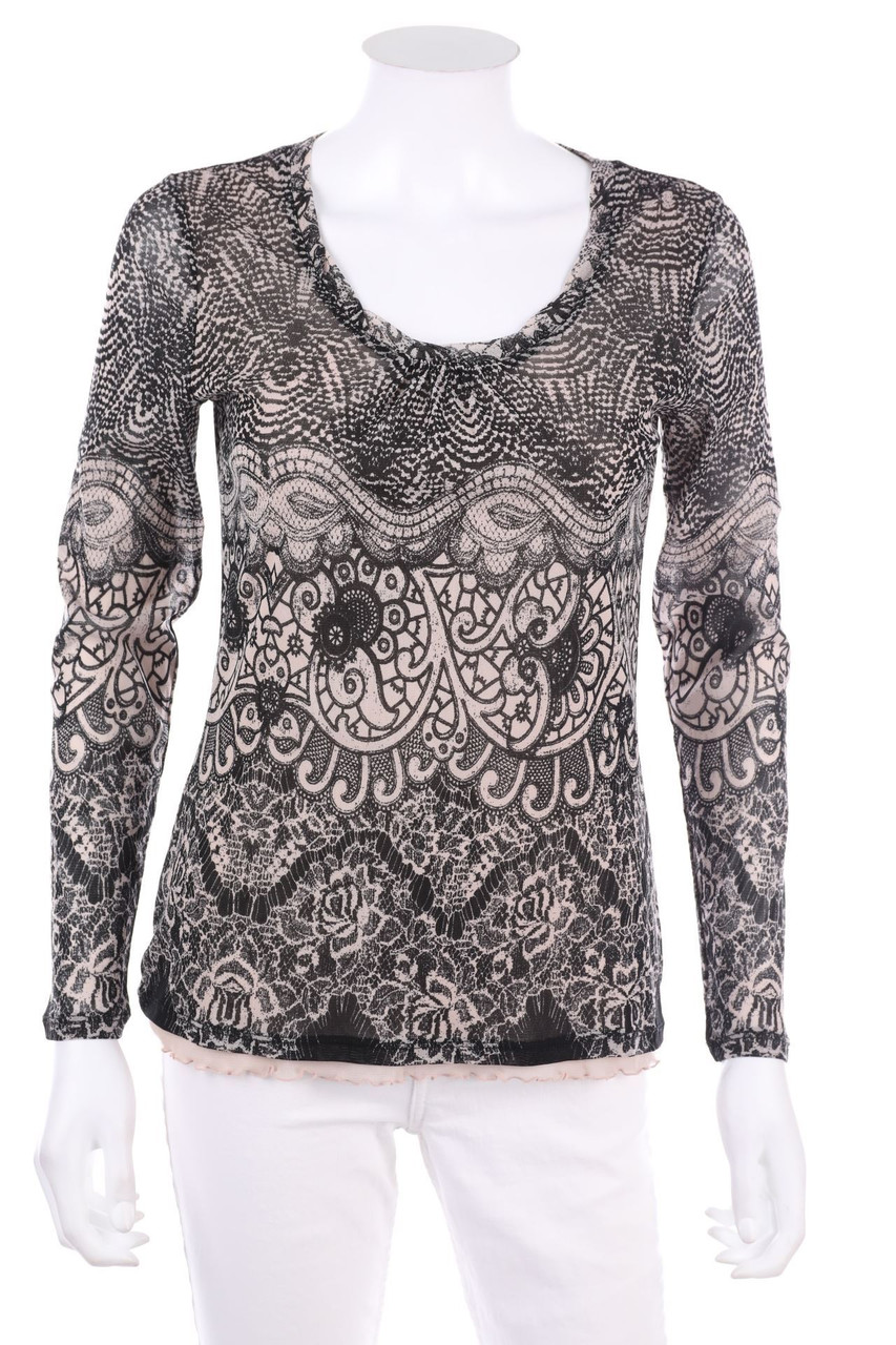 comma - Longsleeve-Shirt mit Print im Layer Look - D 36