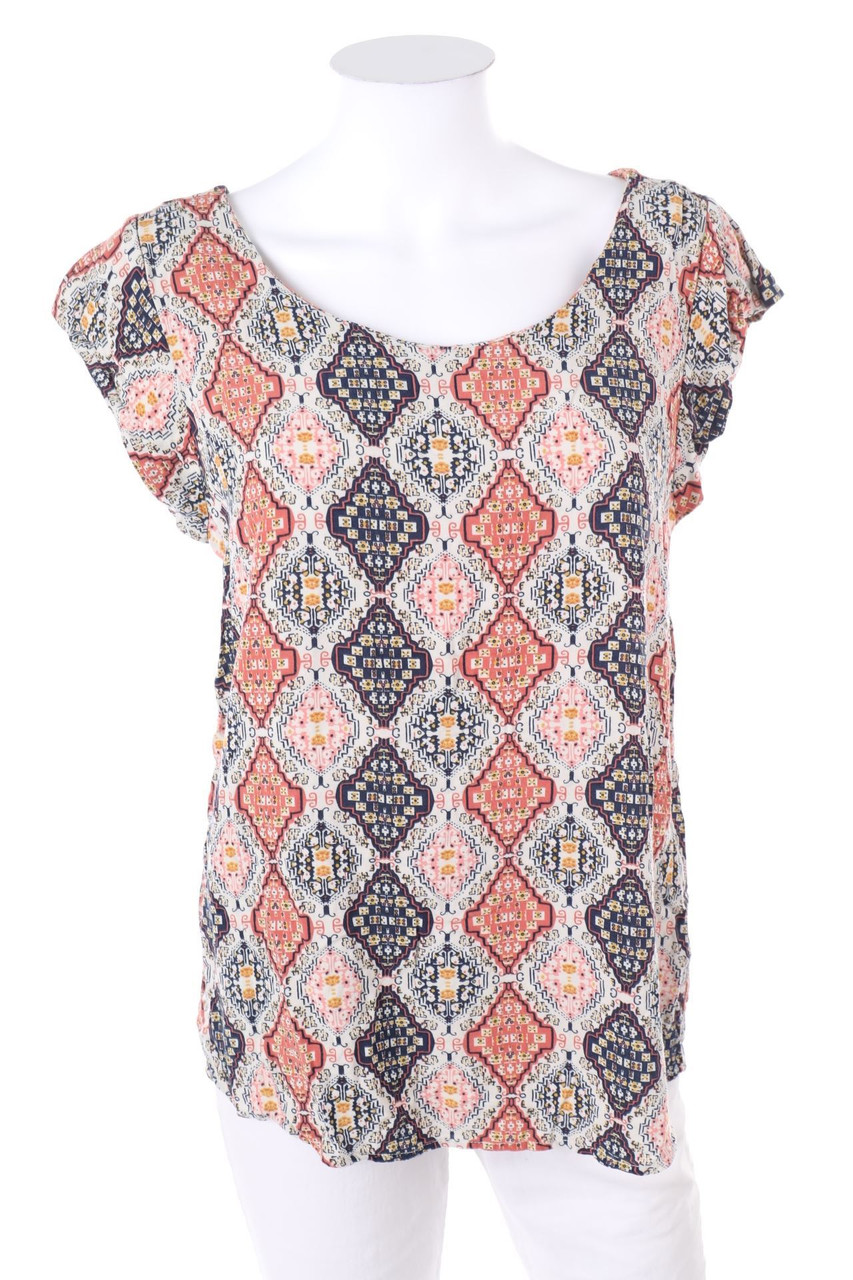SAINT TROPEZ - Kurzarm-Bluse aus Viskose mit Ethno-Print - M