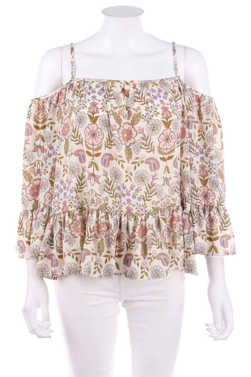 H&M DIVIDED - Cold-Shoulder-Volant-Bluse mit Blumen-Print - D 36