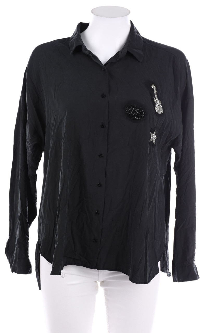 ZARA - Hemd-Bluse mit Strass-Steinen - M