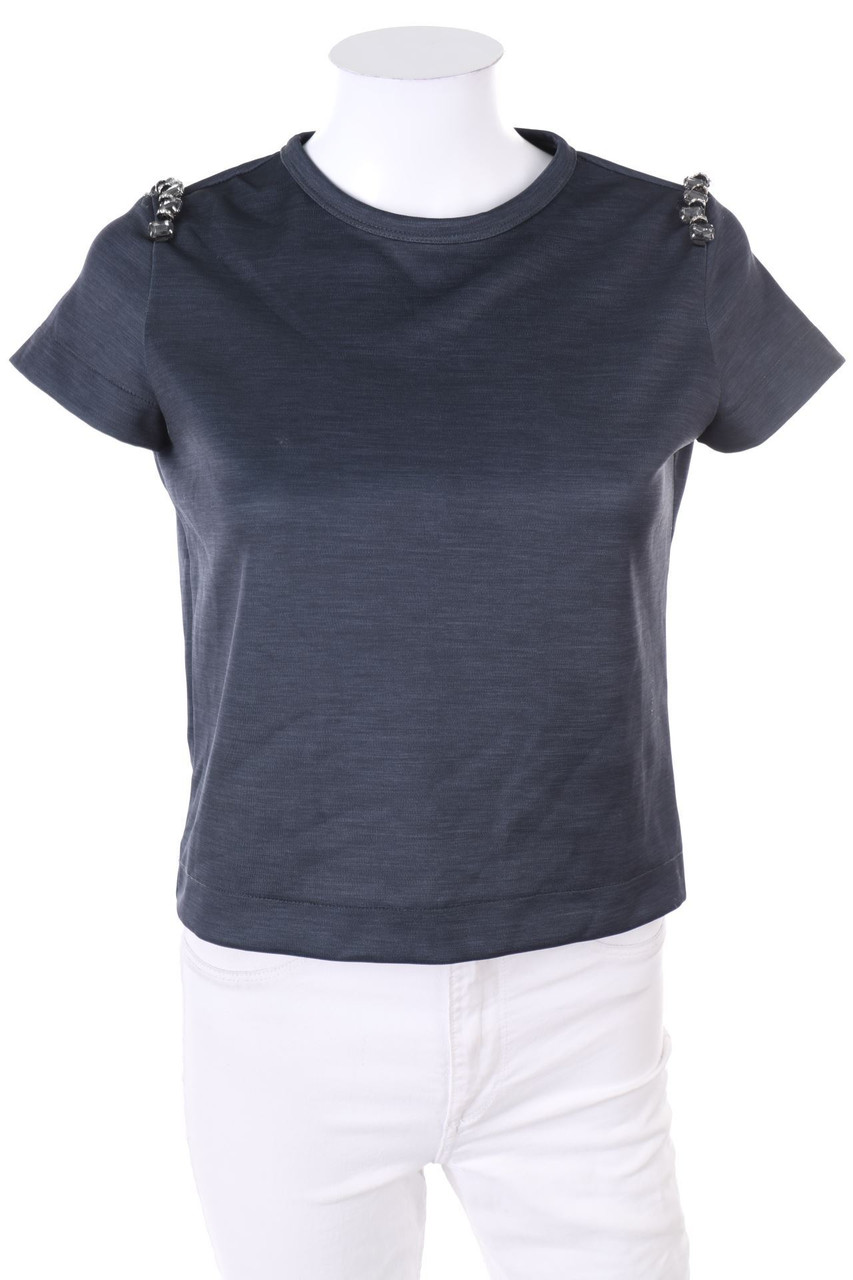 ZARA - Cropped-Kurzarm-Shirt mit Applikationen - S