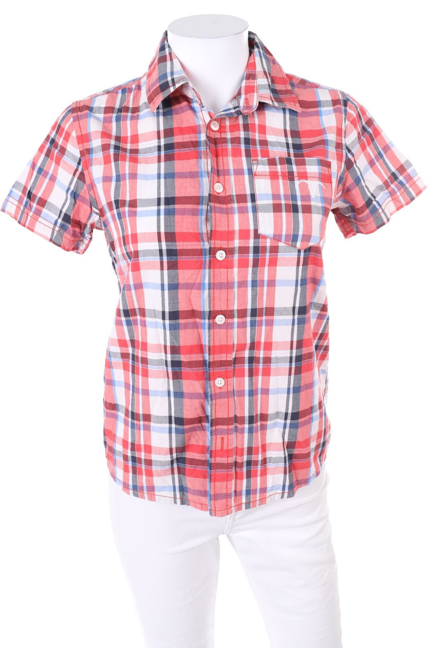 ESPRIT de corp - Karo-Hemd-Bluse mit kurzem Ärmel - S