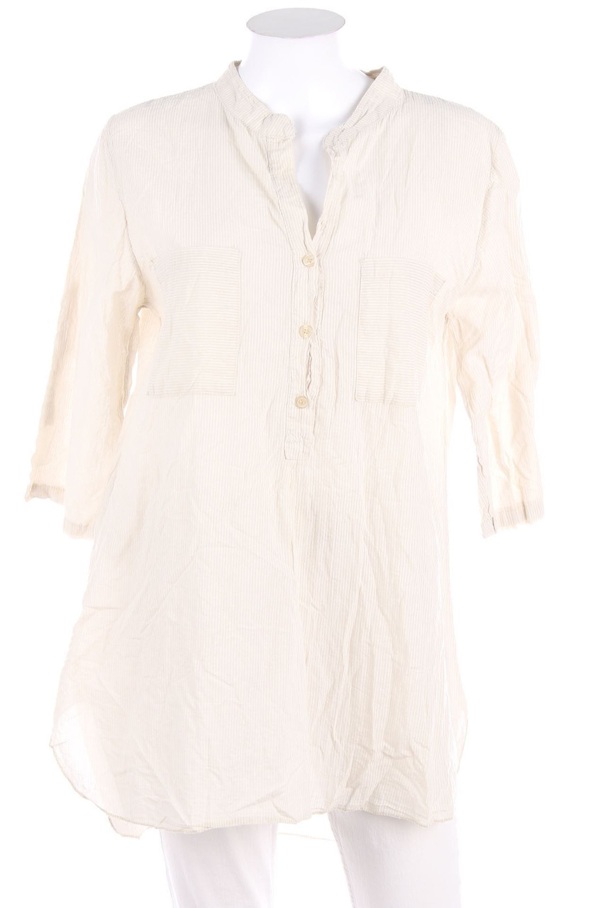 Ohne Label - Tunika-Bluse mit Roll-up-Manschette aus Baumwoll-Mix - M