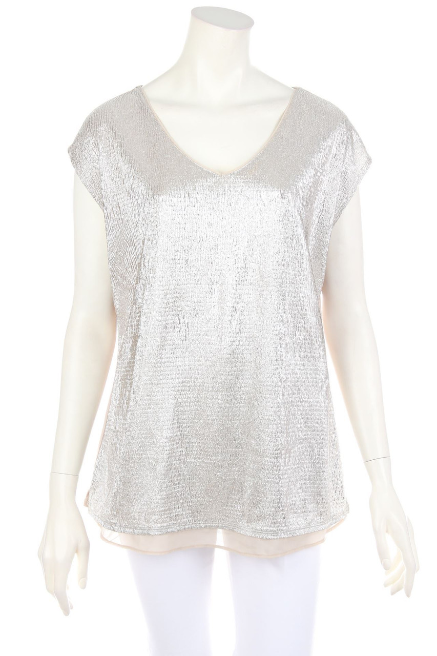 comma - Top im Layer Look mit Metallic-Effekt - D 42
