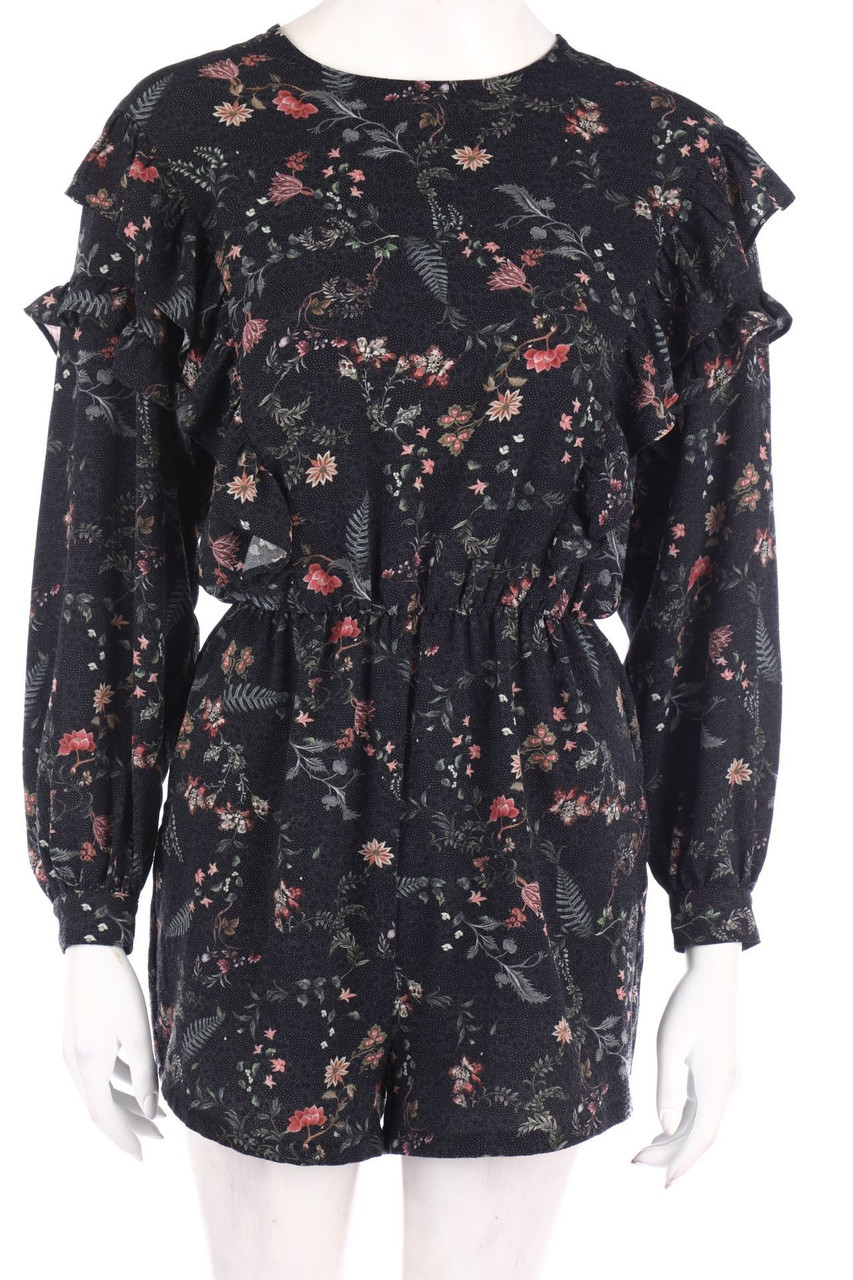 Stradivarius - Volants-Playsuit mit Blumen-Print - M