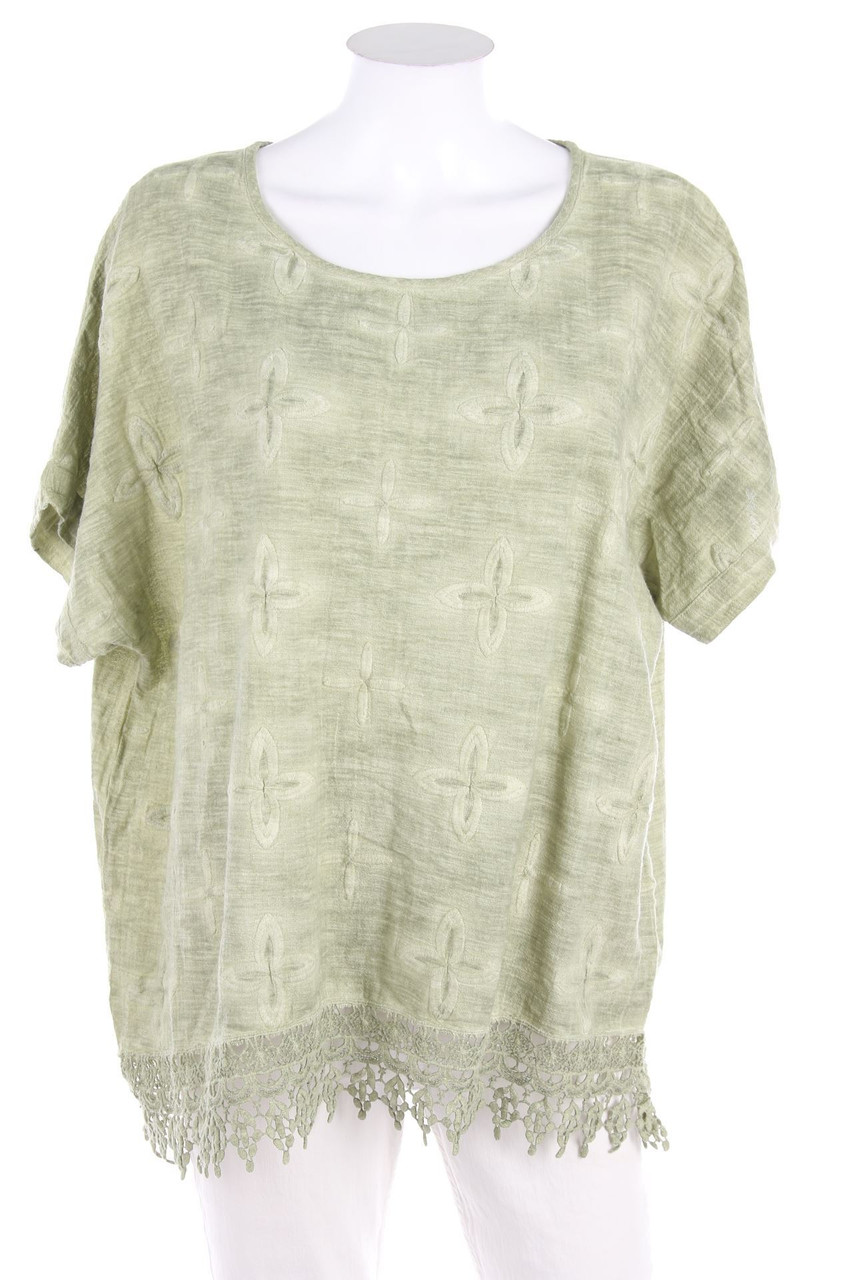DW-SHOP - Baumwoll-Bluse mit Häkelspitze - D 40-42