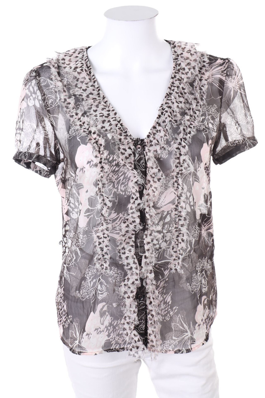 s.Oliver - Kurzarm-Bluse mit Blumen-Print - D 36