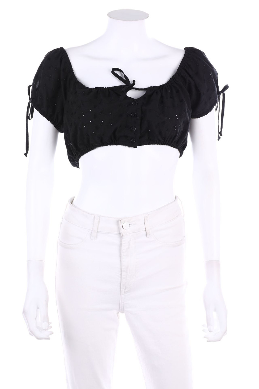 Ohne Label - Cropped-Kurzarm-Bluse - D 38