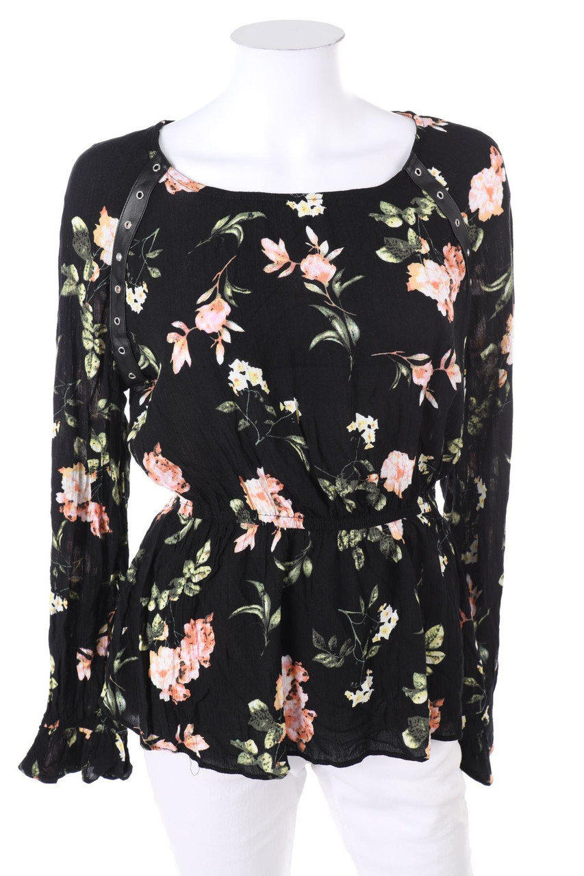 zebra - Bluse mit Blumen-Print mit Kunstleder-Details - XS