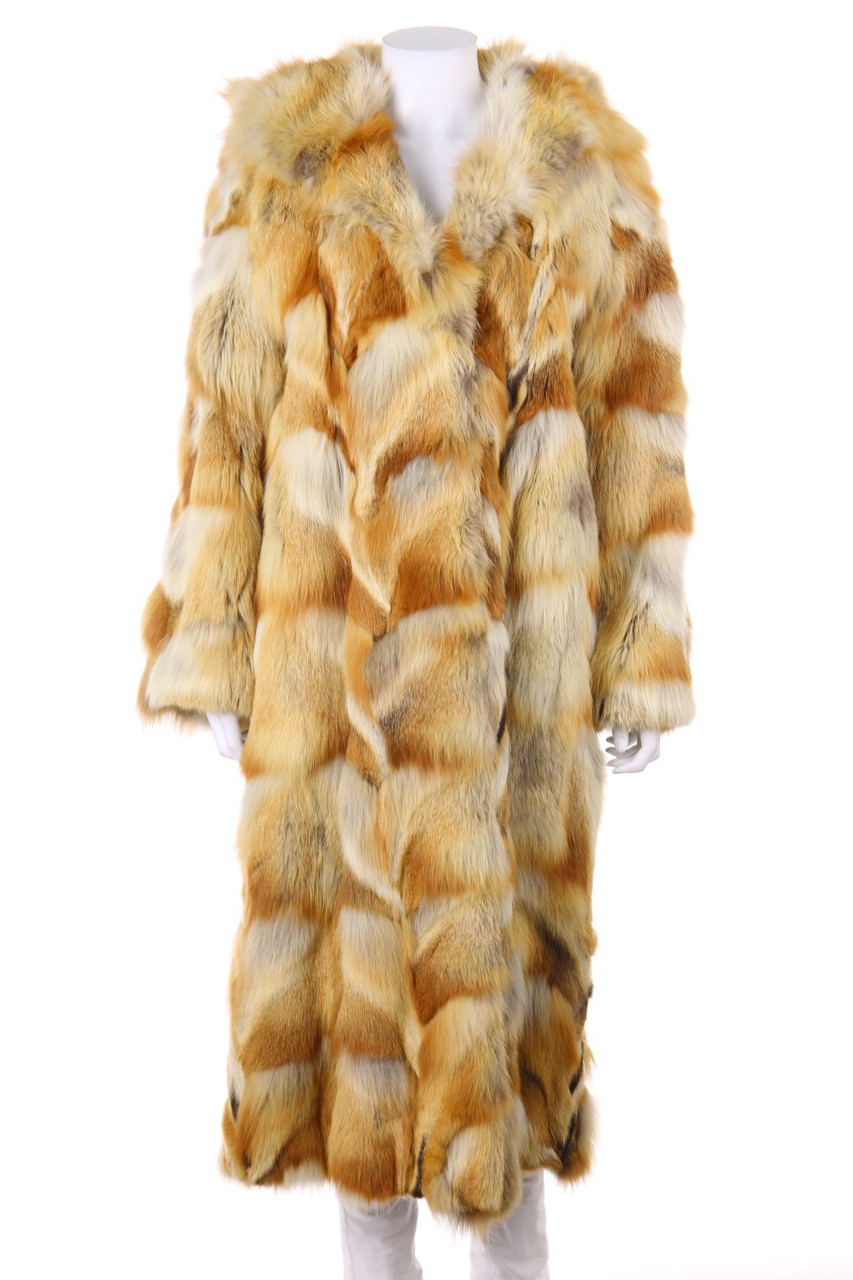 Ohne Label - Echt-Pelz-Mantel mit Kapuze - D 40