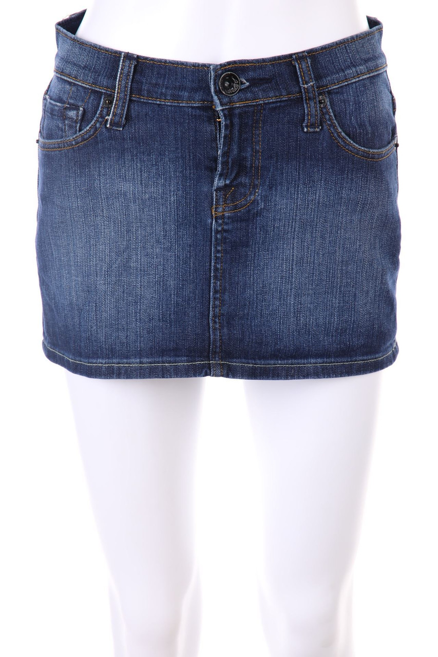 Ed Hardy by Christian Audigier - Y2K-Mini-Jeansrock mit Strass-Steinen - D 34