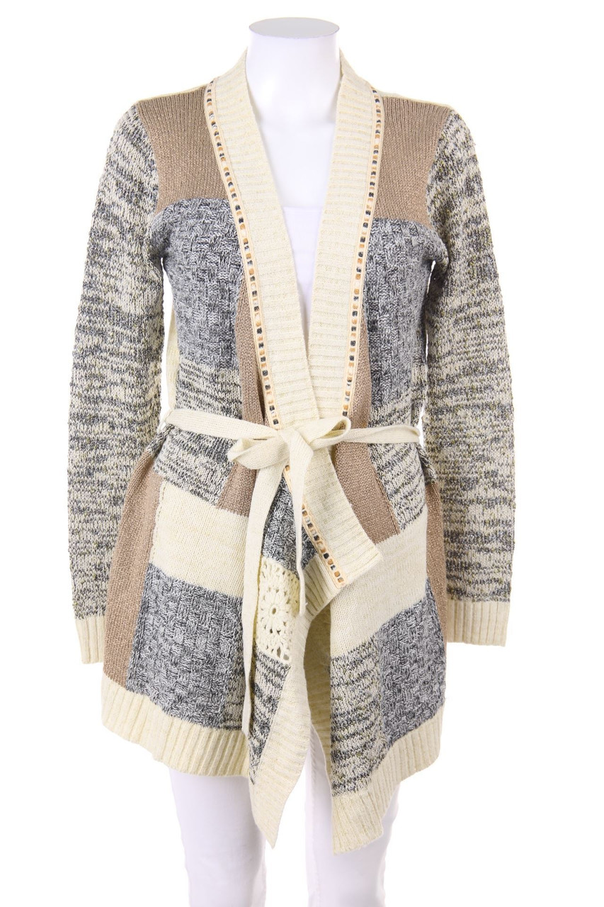 Desigual - Patchwork-Cardigan mit Metallic-Effekt - M