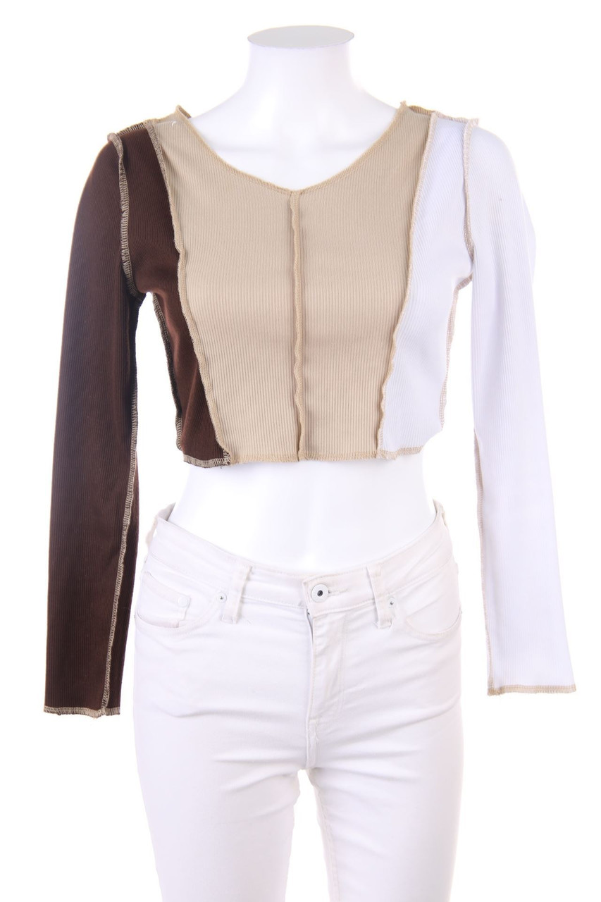 SHEIN - Patchwork-Cropped-Shirt - S