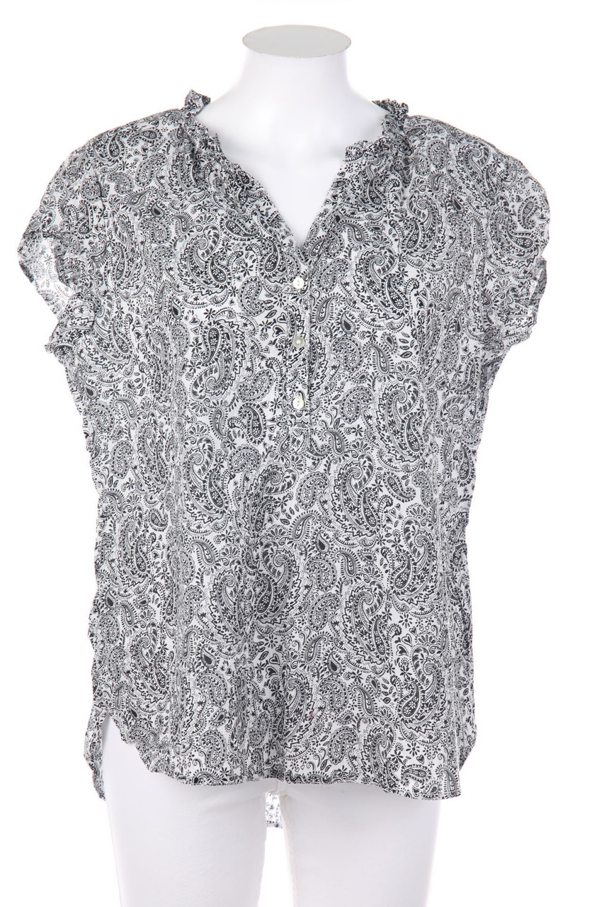 Ohne Label - Kurzarm-Bluse mit Paisley-Print - M