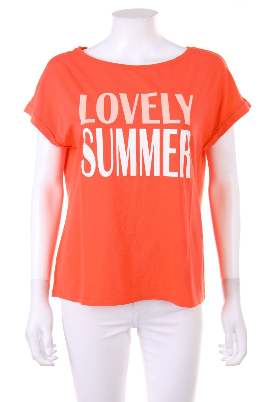 comma - T-Shirt mit Statement-Print - D 40