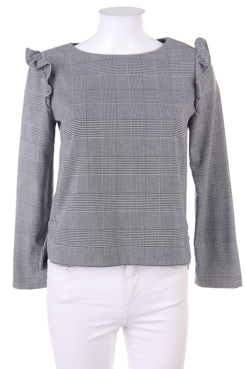 MANGO - Karo-Bluse mit Volants - XS