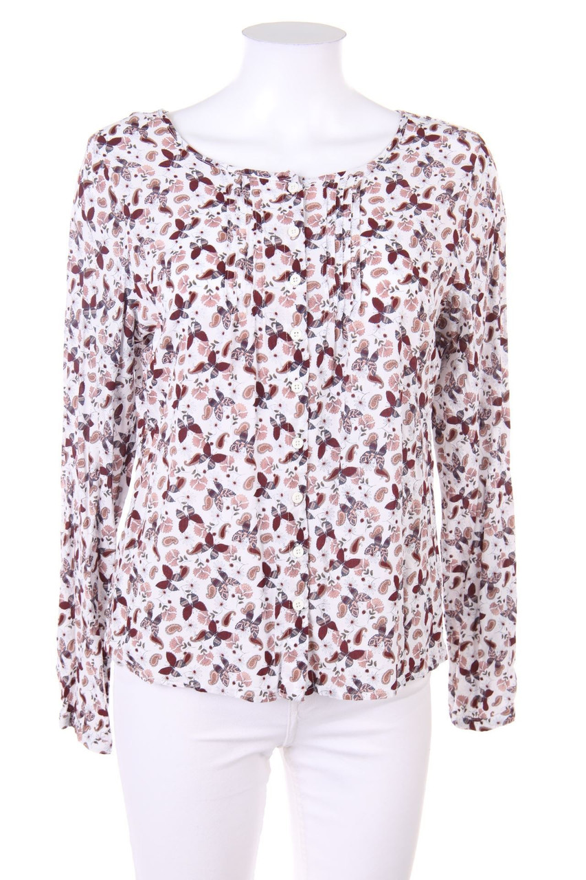 Ohne Label - Print-Bluse mit Biesen - D 40