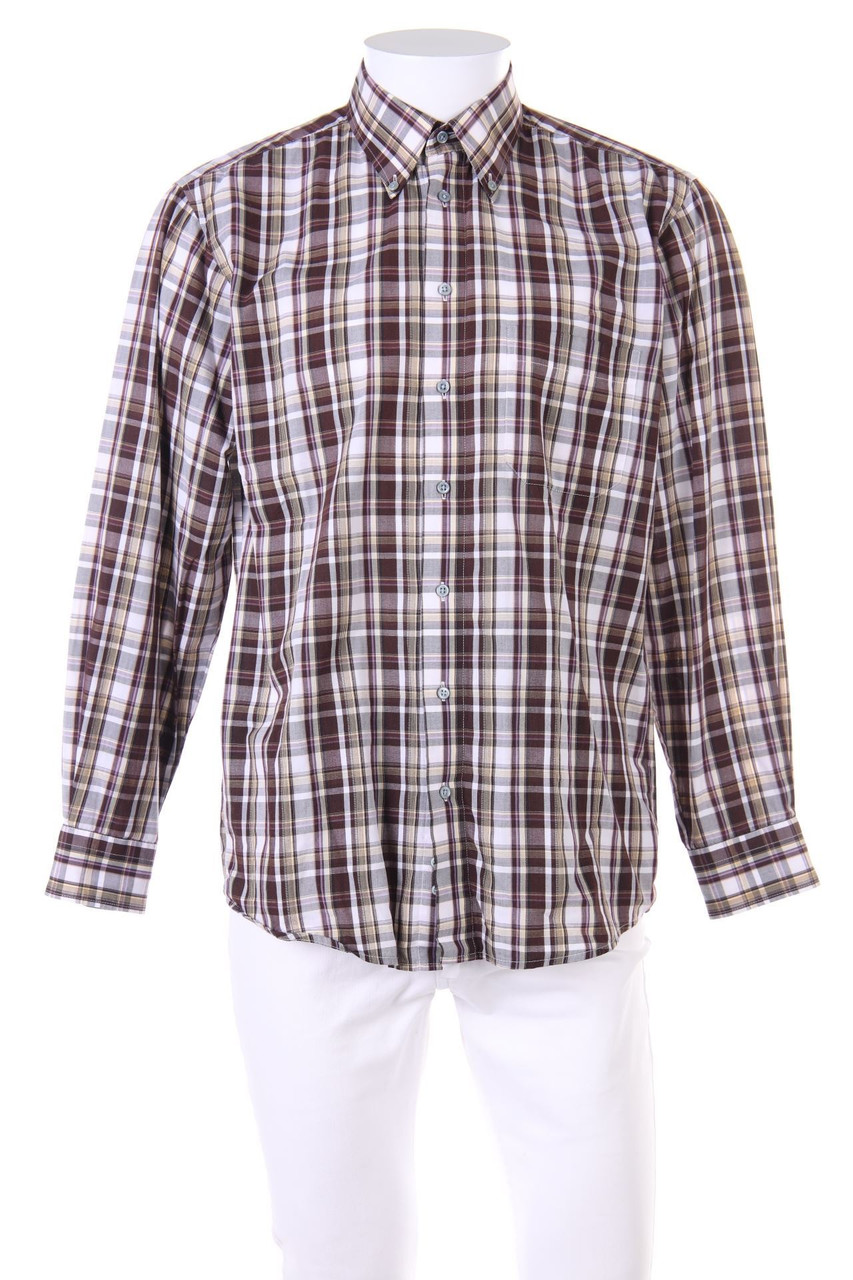 LORENZO CALVINO - kariertes Button-down-Hemd - M