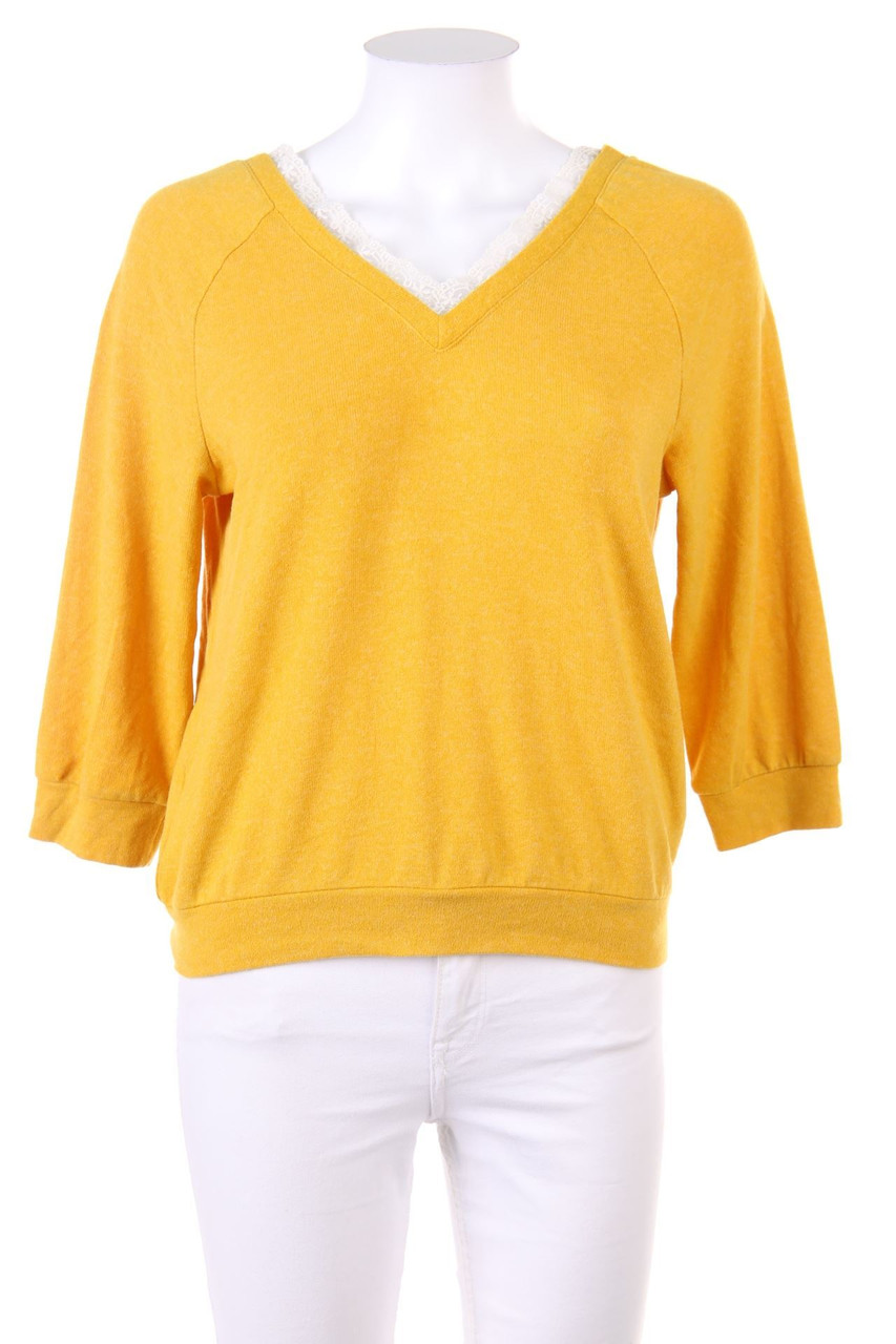 CAMAÏEU - Strick-Pullover mit Spitzen-Einsatz - S