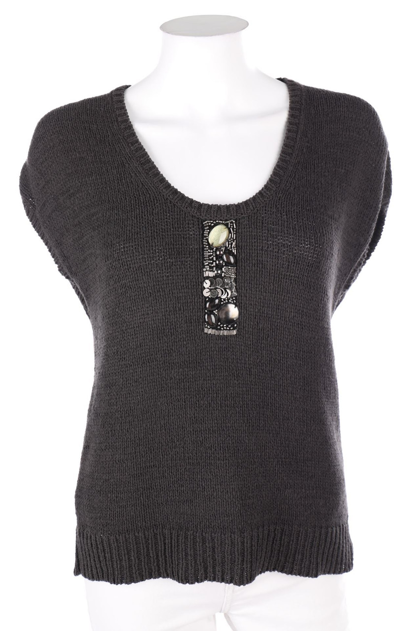 PUBLIC - Strick-Pullover mit Schmuckstein-Applikation - XS