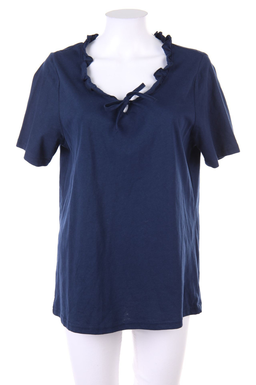 Ohne Label - Kurzarm-Shirt mit Rüschen zum Knoten - D 40