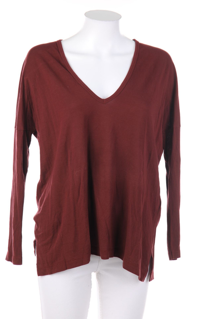 ZARA - Longsleeve-Shirt mit tiefem Ausschnitt - S