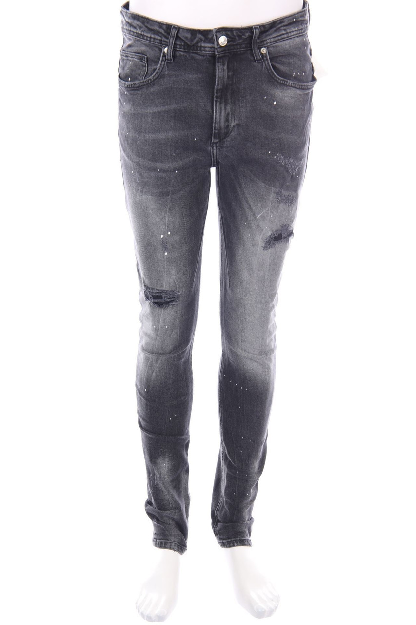 ZARA - Destroyed Skinny-Jeans mit Logo-Patch - 44