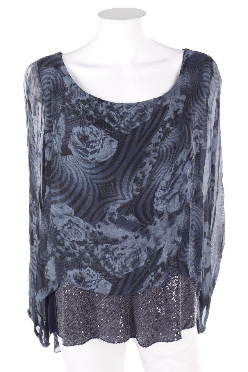 Ohne Label - Print-Longsleeve-Shirt mit Pailletten - S