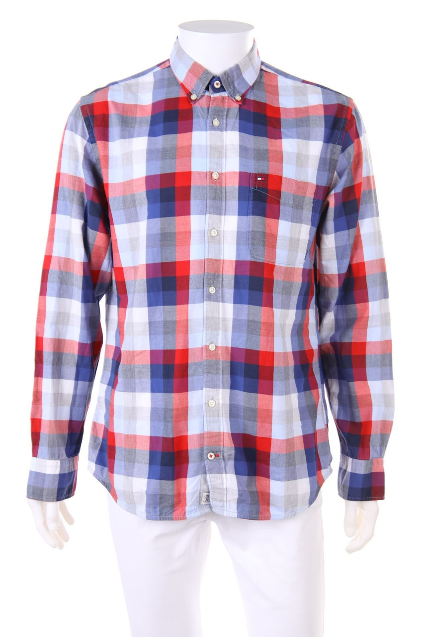 TOMMY HILFIGER - kariertes Button-down-Hemd mit Logo-Stickerei - M