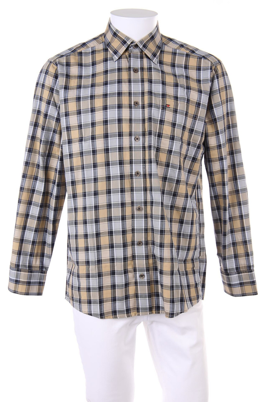 CASA MODA - kariertes Hemd mit Logo-Stickerei - M