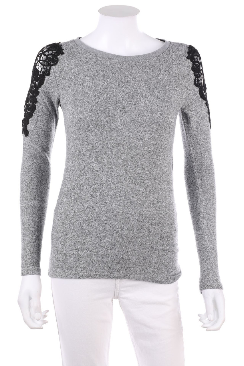 NAF NAF - Longsleeve-Shirt mit Cut-outs mit Spitzen-Einsatz - XS