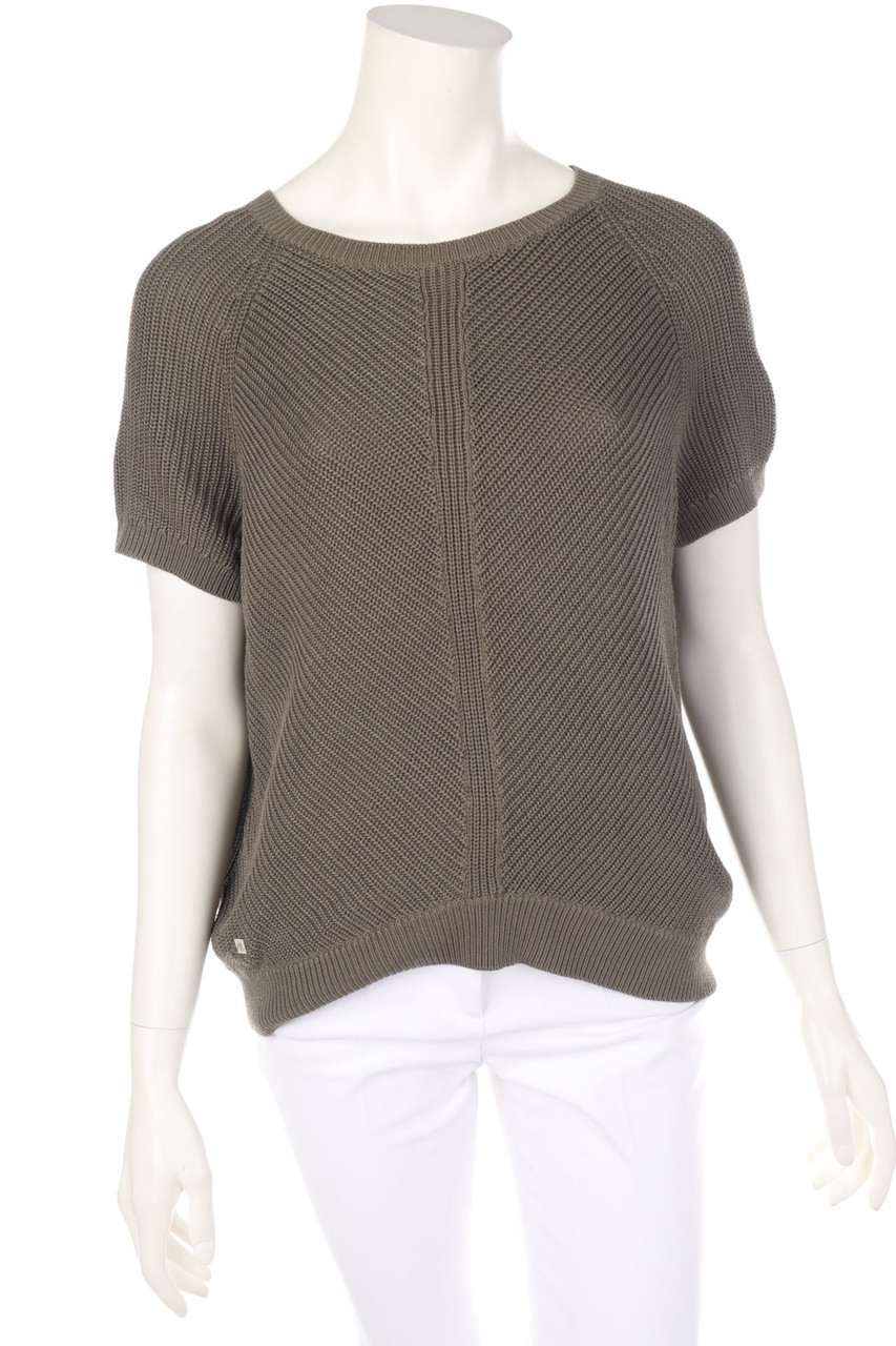 LAUREN by Ralph Lauren - Kurzarm-Strick-Pullover mit Logo-Plakette - L