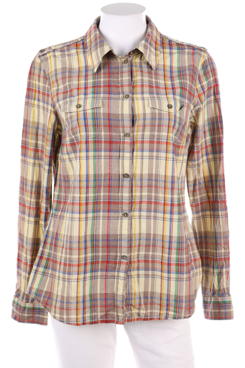 ESPRIT - Karo-Hemd-Bluse mit aufgesetzten Taschen - D 40