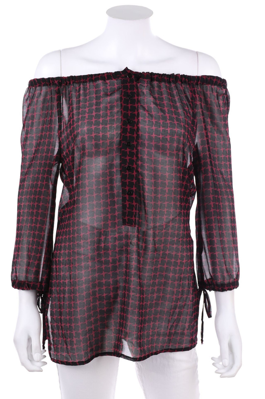 nulu NEW LOOK - Carmen-Bluse mit 3/4-Ärmel mit Print - S