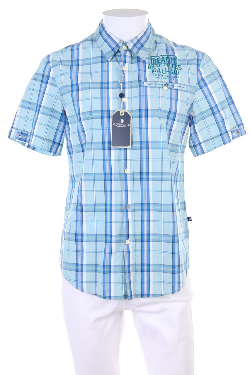 ARQUEONAUTAS - Kurzarm-Hemd mit Karo-Muster - S