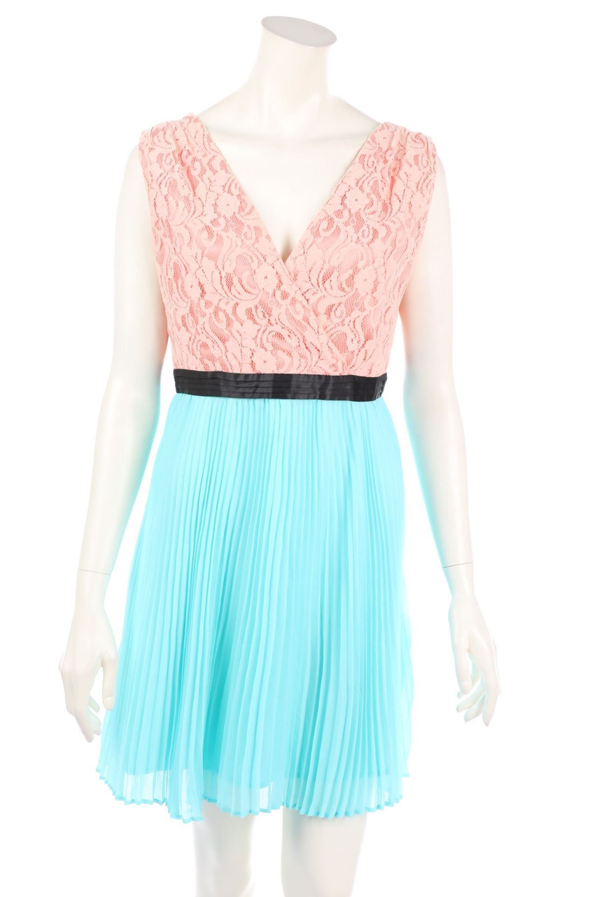 manoukian - Plissee-Abendkleid mit Spitze - D 40