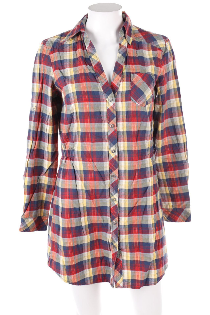 ESPRIT - Karo-Bluse mit Roll-up-Manschette - D 38