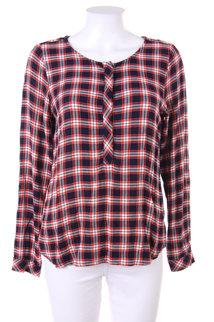 Street One - Karo-Bluse mit Krempel-Ärmeln - D 38