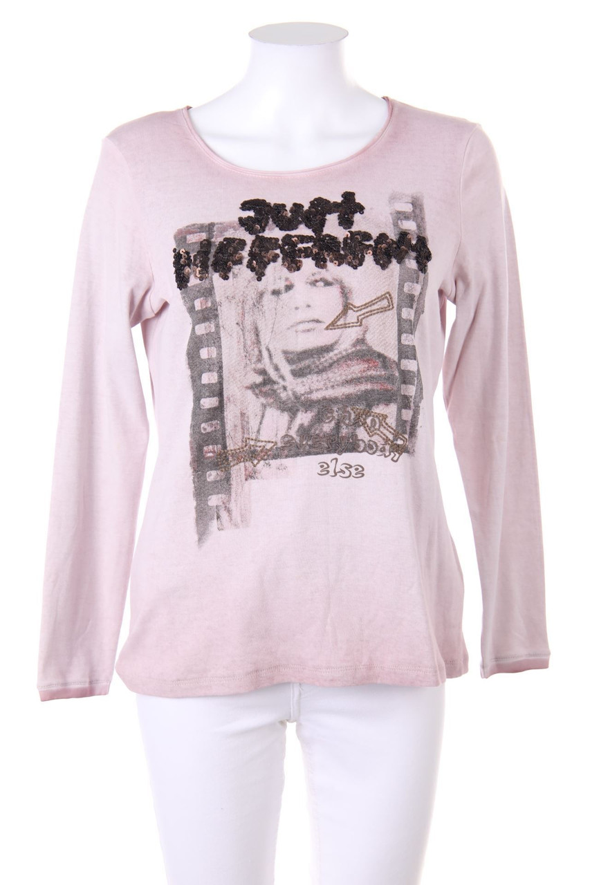 Le Comte - Baumwoll-Longsleeve-Shirt mit Pailletten - D 38