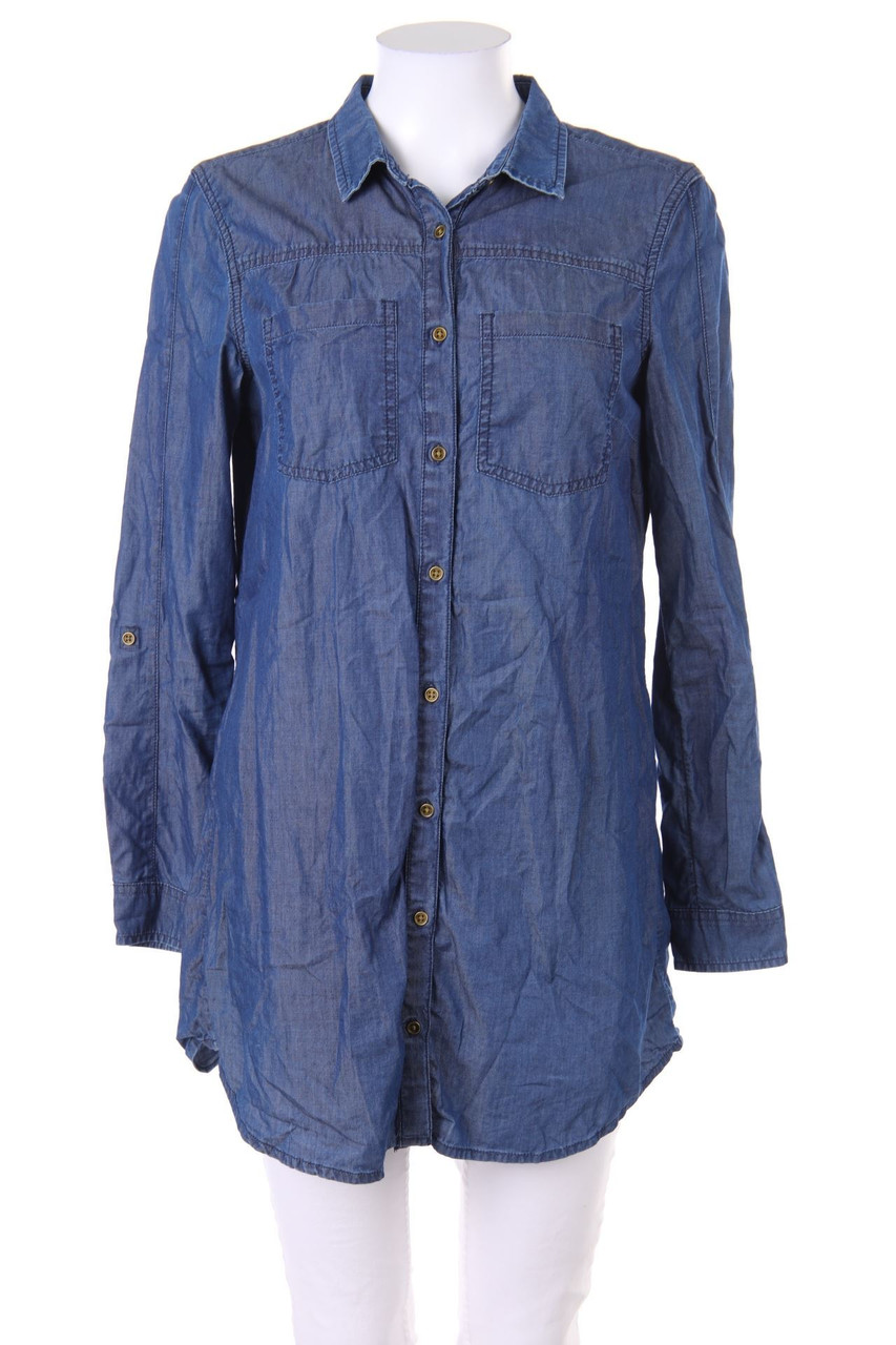 ESPRIT de corp - Long-Hemd-Bluse in Denim-Optik - S