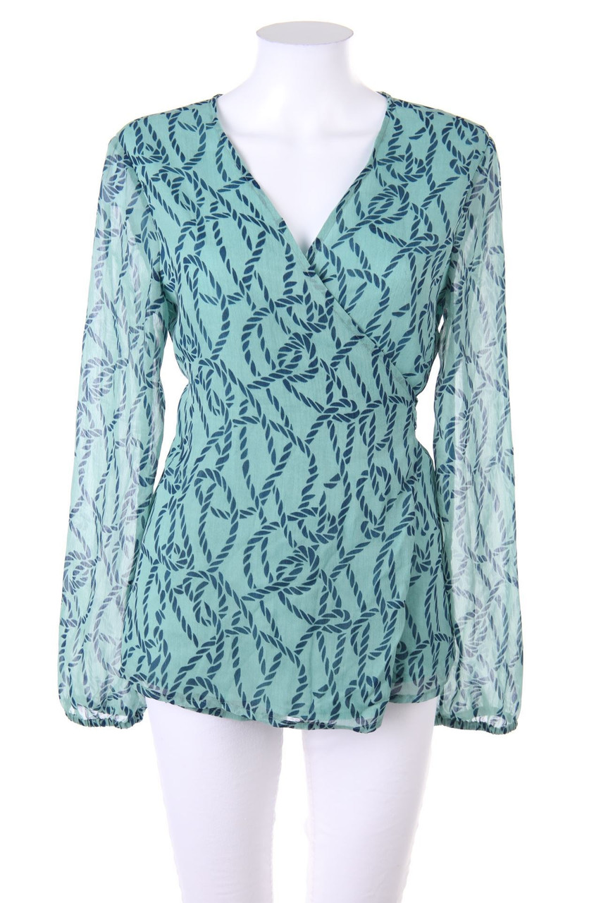 Ohne Label - Bluse in Wickel-Optik mit tiefem Ausschnitt - S